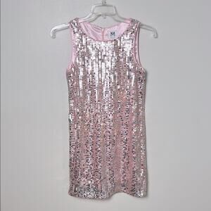 NEW Milly Minis pink silver sequin Angular Shift Dress